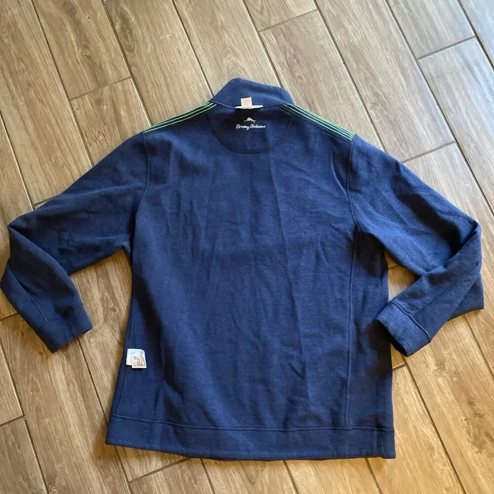 Tommy Bahama NFL Seattle Seahawks Blue Long Sleeve 1/4 Zip Sweater Reversible L